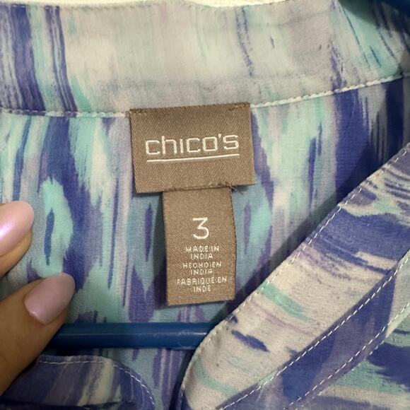 Chicos semi sheer watercolor breezy blouse size xl 3 - Picture 3 of 9